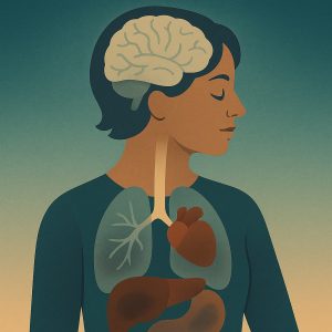 silhouette avec des organes malades