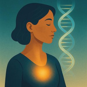 silouhette avec lumliere interieure representant la prise de conscience des maladies génétiques