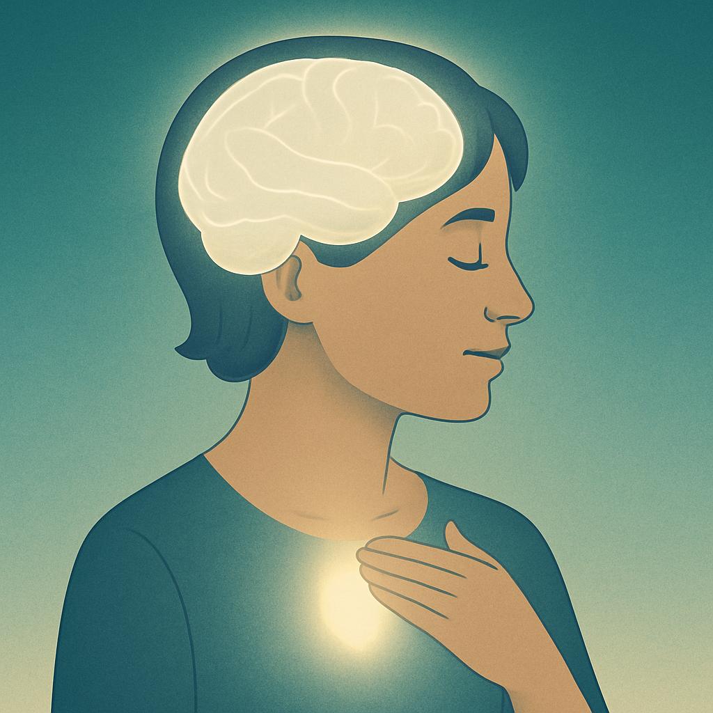 silouhette d'un personnage ayant une lumiere interieur symbolisant la prise de conscience du rôle de la maladie